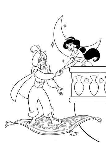 Aladdin & Jasmine to color coloring page