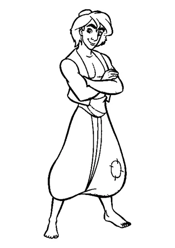 The young Aladdin before he became a prince coloring page
