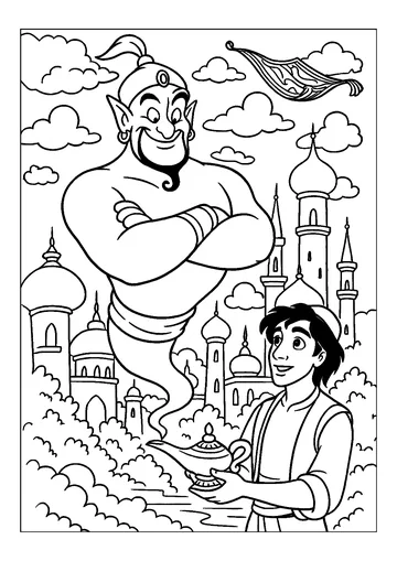 Aladdin and the Genie of the Lamp coloring page
