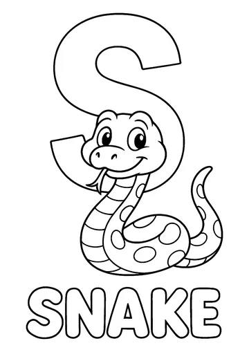 S as in Snake coloring page