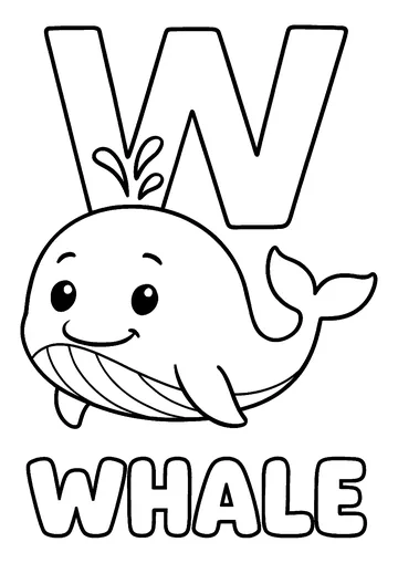 W for Whale coloring page