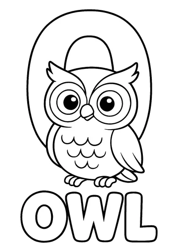 O as in Owl coloring page