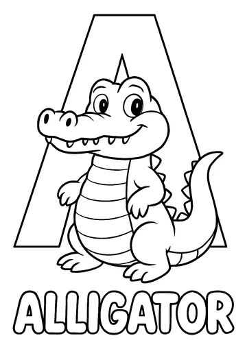 A for Alligator coloring page