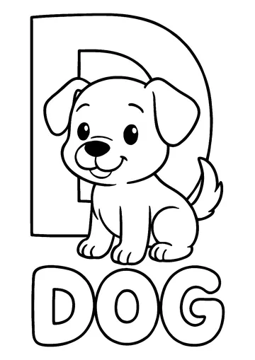 D for Dog coloring page