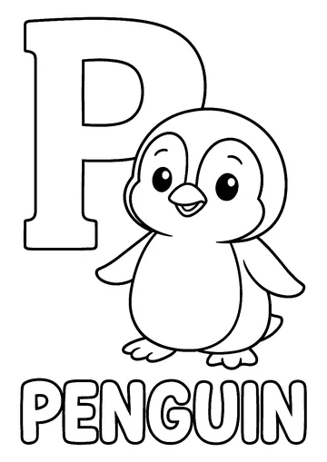 P for Penguin coloring page