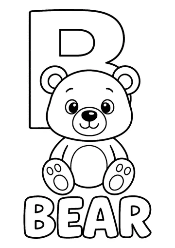 B for Bear coloring page