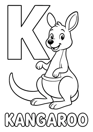K for Kangaroo coloring page