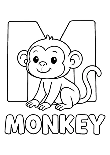 M as in Monkey coloring page