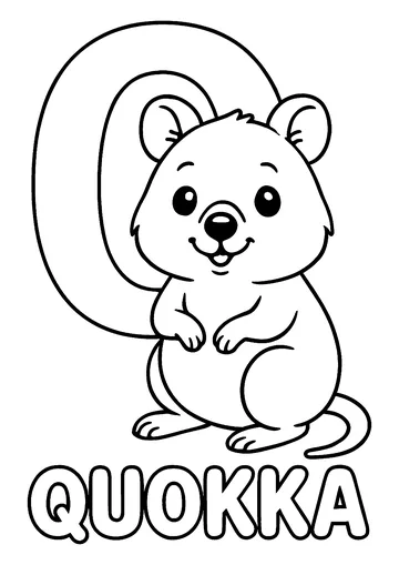 Q as in Quokka coloring page