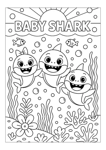 Happy Sharks coloring page