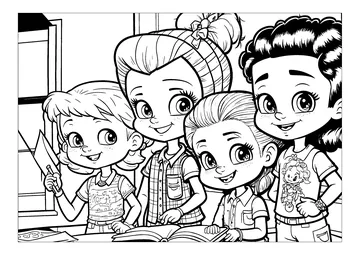 Serious kids ready to work! coloring page