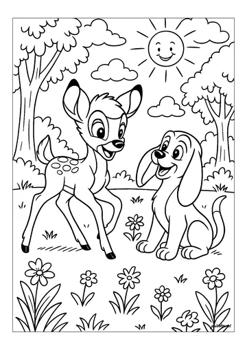 A joyful encounter in nature coloring page
