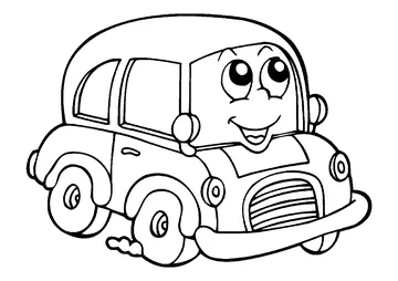 Nice little car with face coloring page