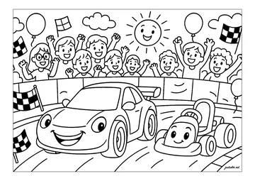 Cartoon Car Racing coloring page