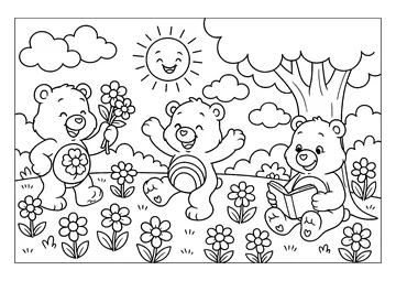 A sunny day for the Care Bears coloring page