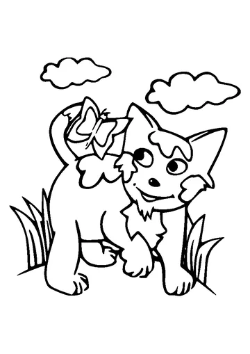 Simple cat for kids to color coloring page