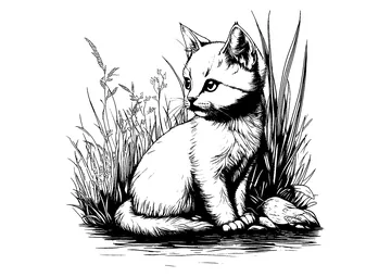 Little kitten in the wild coloring page