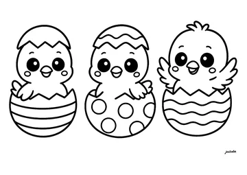 chicks emerging from their eggs coloring page
