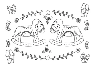 Christmas rocking horses coloring page