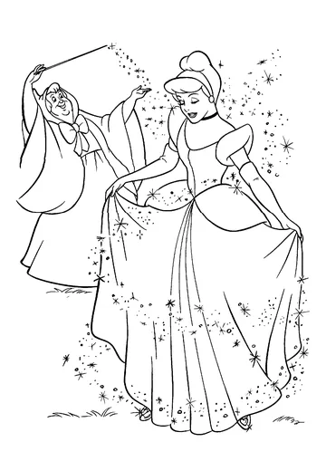 The godmother who, with a wave of her magic wand, made Cinderella into a Princess coloring page