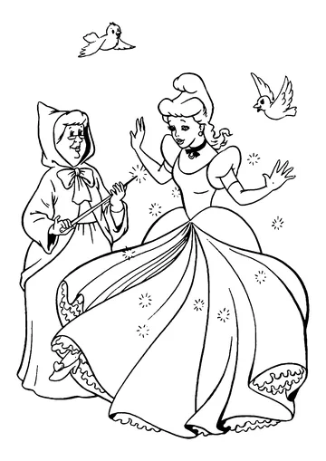 Cinderella and the Fairy Godmother coloring page