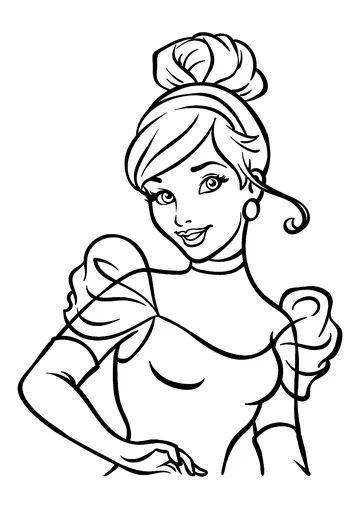 Pretty Cinderella, in a very easy coloring page