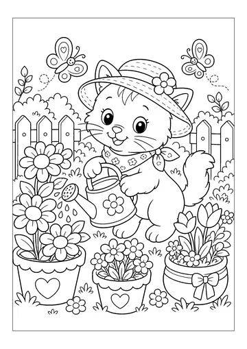 Chaton gardener coloring page