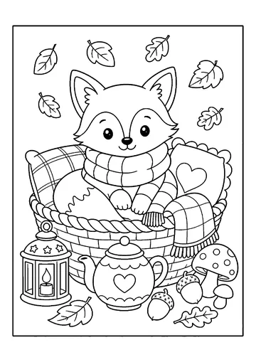 Cozy Fox in Autumn coloring page