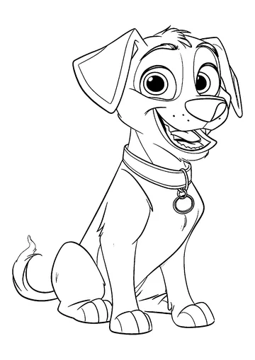 Young dog with a nice collar coloring page