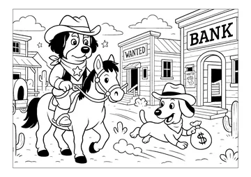 Dogs in the Wild West coloring page