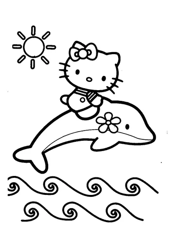 Hello Kitty on a cute coloring page