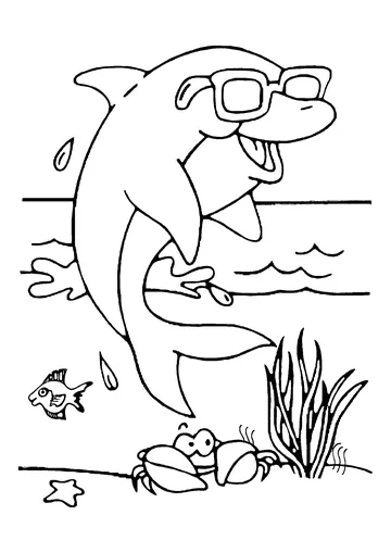 A Dolphin with glasses ! coloring page