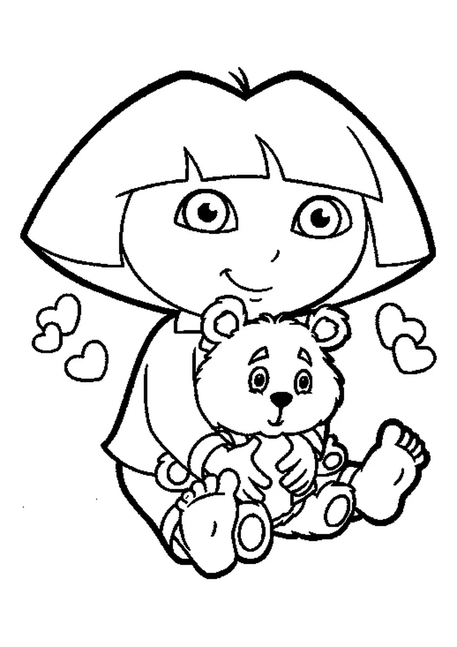 A moment of rest and tenderness with her blanket for Dora coloring page