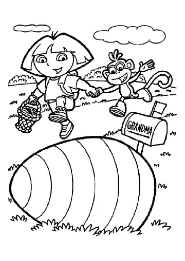 On the road to Grandma, hands in hands! coloring page