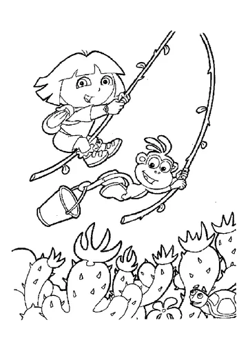 But they think they are Tarzan and Cheetah ! jumping from vine to vine coloring page