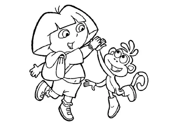 Top there Dora say his monkey friend Babouche! coloring page
