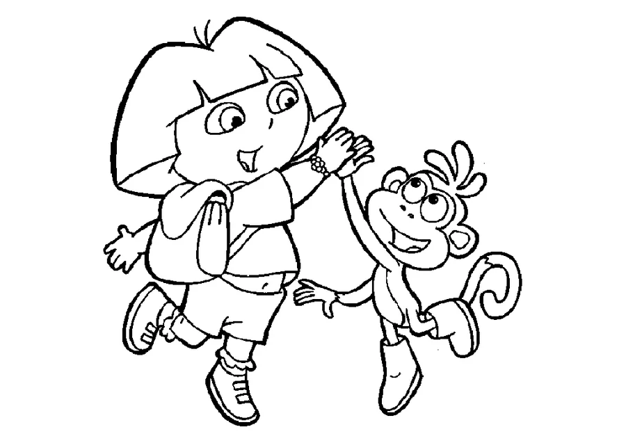 Top there Dora say his monkey friend Babouche! coloring page