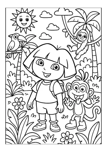 Joyful adventure in the jungle coloring page