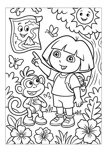 Nature exploration coloring page