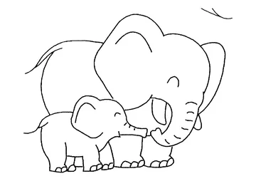 Elephant drawing to color, easy for children coloring page