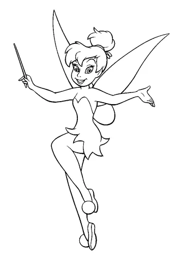 The famous Tinker Bell in a simple coloring page