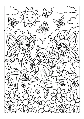 In the land of the Merry Fairies coloring page