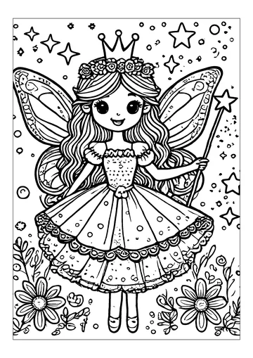 Pretty girl with wings and magic wand coloring page