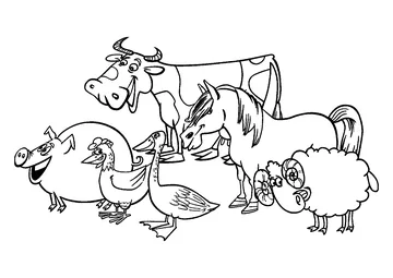 Farm animals coloring page