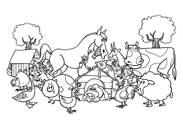 animals picture to print and color coloring page