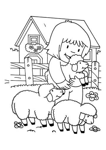 Sheep on the farm coloring page