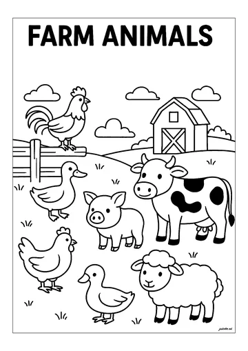 The main farm animals coloring page