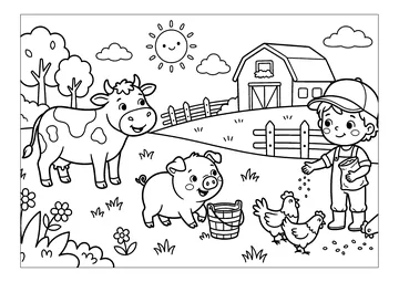 Happy life on the farm coloring page