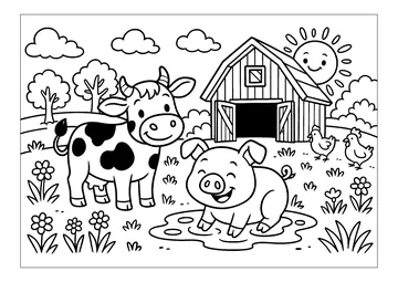 A sunny day at the farm coloring page