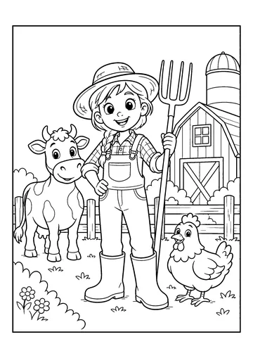 Peaceful life on the farm coloring page